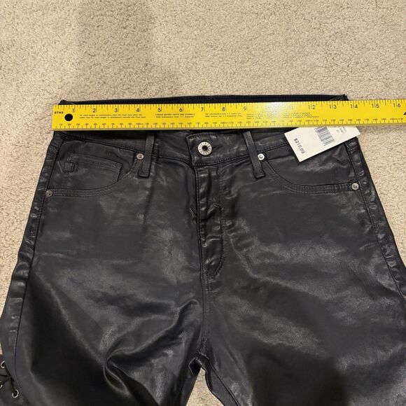 NWT AG Adriano Goldschmied Women's 27 Farrah Skinny Ankle Side Lace Black Pants - Picture 6 of 11